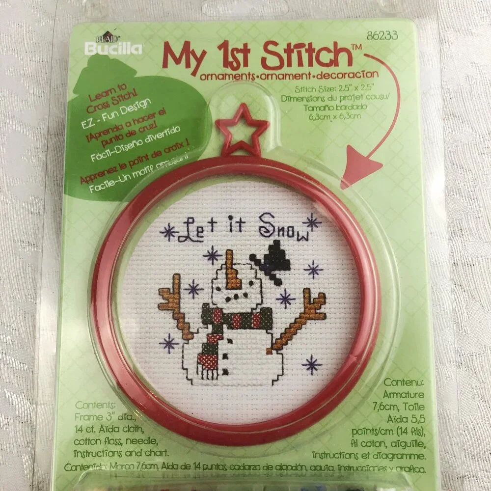 Bucilla Let It Snow Cross Stitch Ornament Kit & Creatology Santa Foam Craft NWT